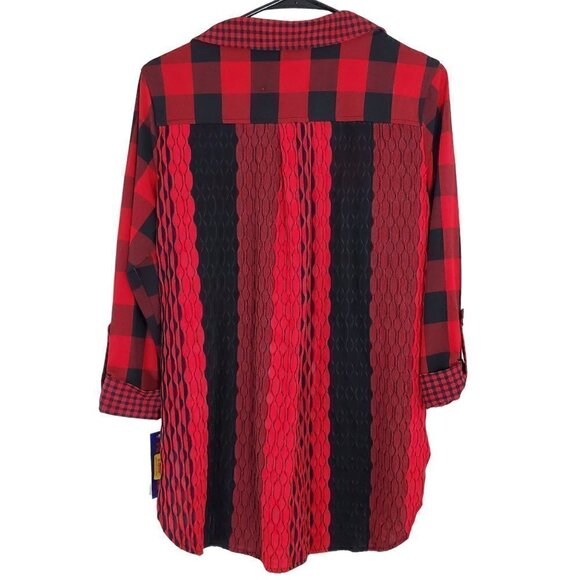 Nygard Red Check Long Sleeve Button-up Shirt Womens S/P Cuffed Sleeve NWT - Picture 2 of 8